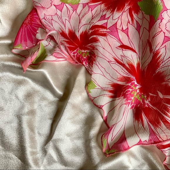 Y2K Pink Layered Floral Gauzy Midi Skirt - Picture 9 of 11